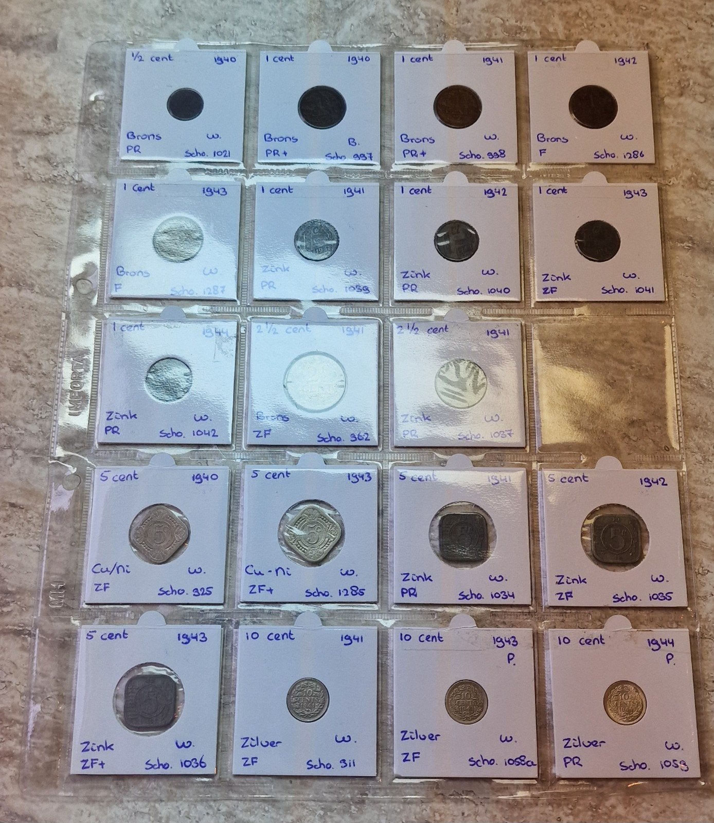 42 Nederlandse munten WW2, Zilver, Overige waardes, Koningin Wilhelmina, Verzenden