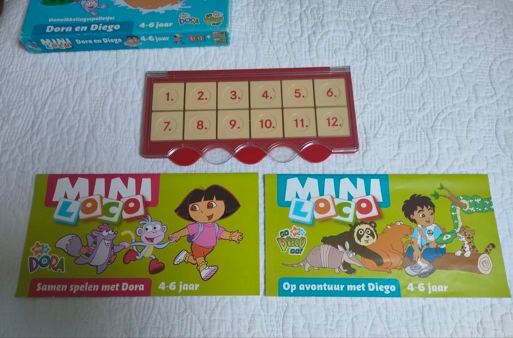 Loco mini: doos + 2 boekjes Dora en Diego, Ophalen of Verzenden, Gebruikt, Puzzelen