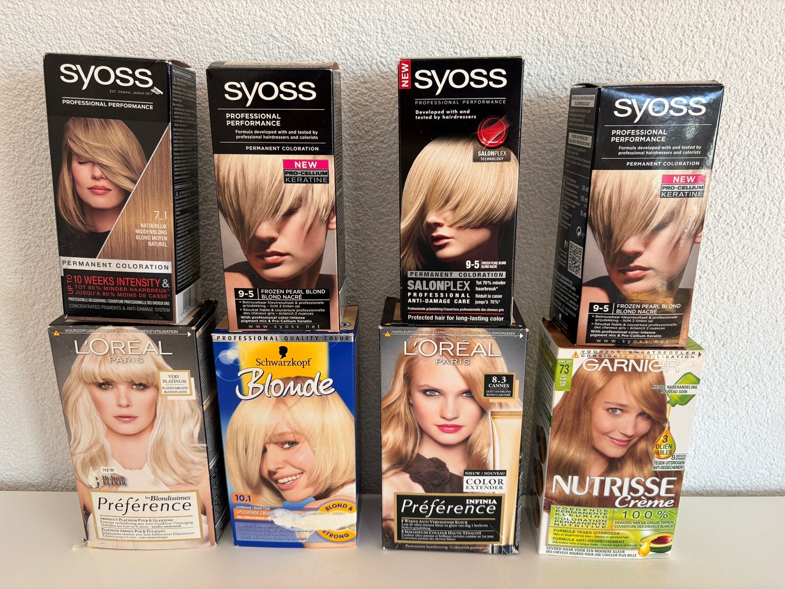 Partij 8 x haarverf & blondering (Syoss, L'Oréal, Garnier), Diversen, Diversen, Ophalen of Verzenden, Zo goed als nieuw
