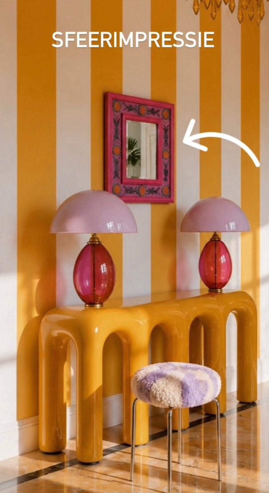 Spiegel boho ibiza - paars roze oranje, Huis en Inrichting, Minder dan 50 cm, Ophalen of Verzenden, Zo goed als nieuw, Minder dan 100 cm