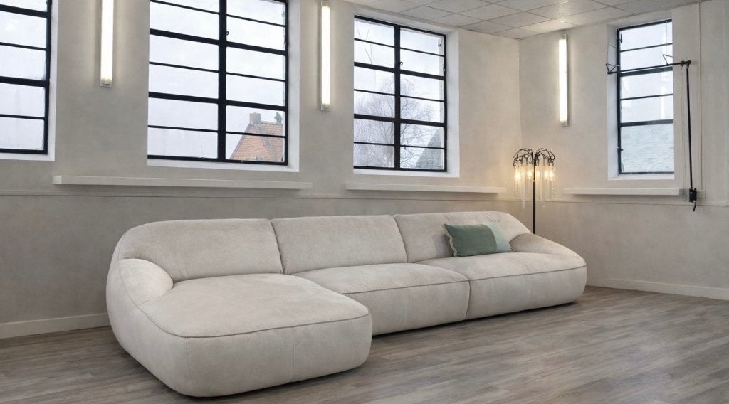 SALE Pode (by LEOLUX) Nivti lounge bank >50% korting, Ophalen, Hoekbank, Nieuw, Vierpersoons of meer