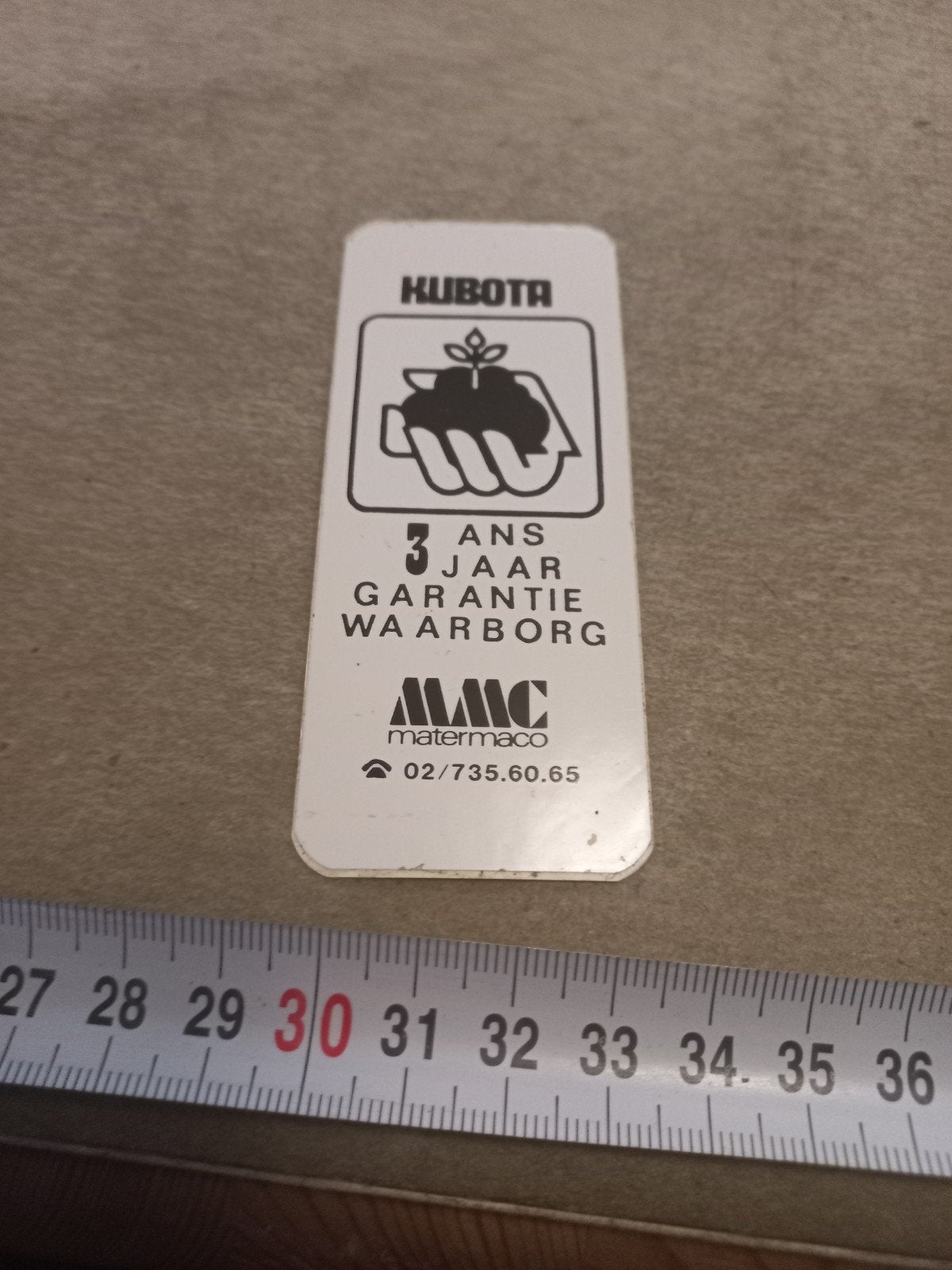 Kubota 3 Jaar Garantie Waarborg Sticker, Ophalen of Verzenden, Overige typen