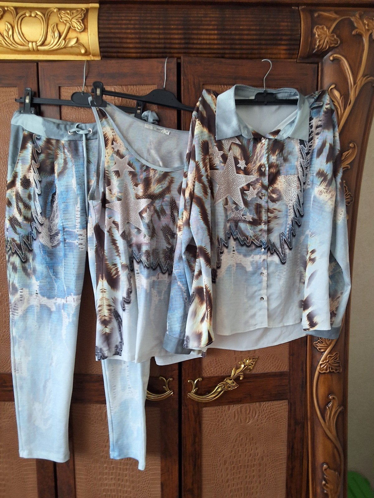 Stijlvolle Dames Set missy : Blouse, Top & Broek - Maat lx, Ophalen, Blauw, Maat 46/48 (XL) of groter, Zo goed als nieuw