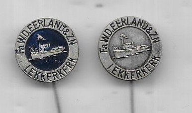 2 X LEKKERKERK  SCHEEPVAART FA W D. EERLAND &  ZN SPELDEN, Ophalen of Verzenden, Gebruikt, Transport, Speldje of Pin