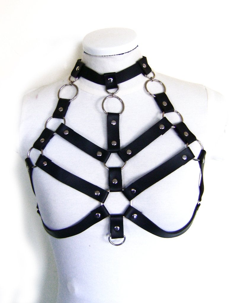 nep leer harness fetish goth punk rock clubwear sexy gogo, Verzenden, Zo goed als nieuw