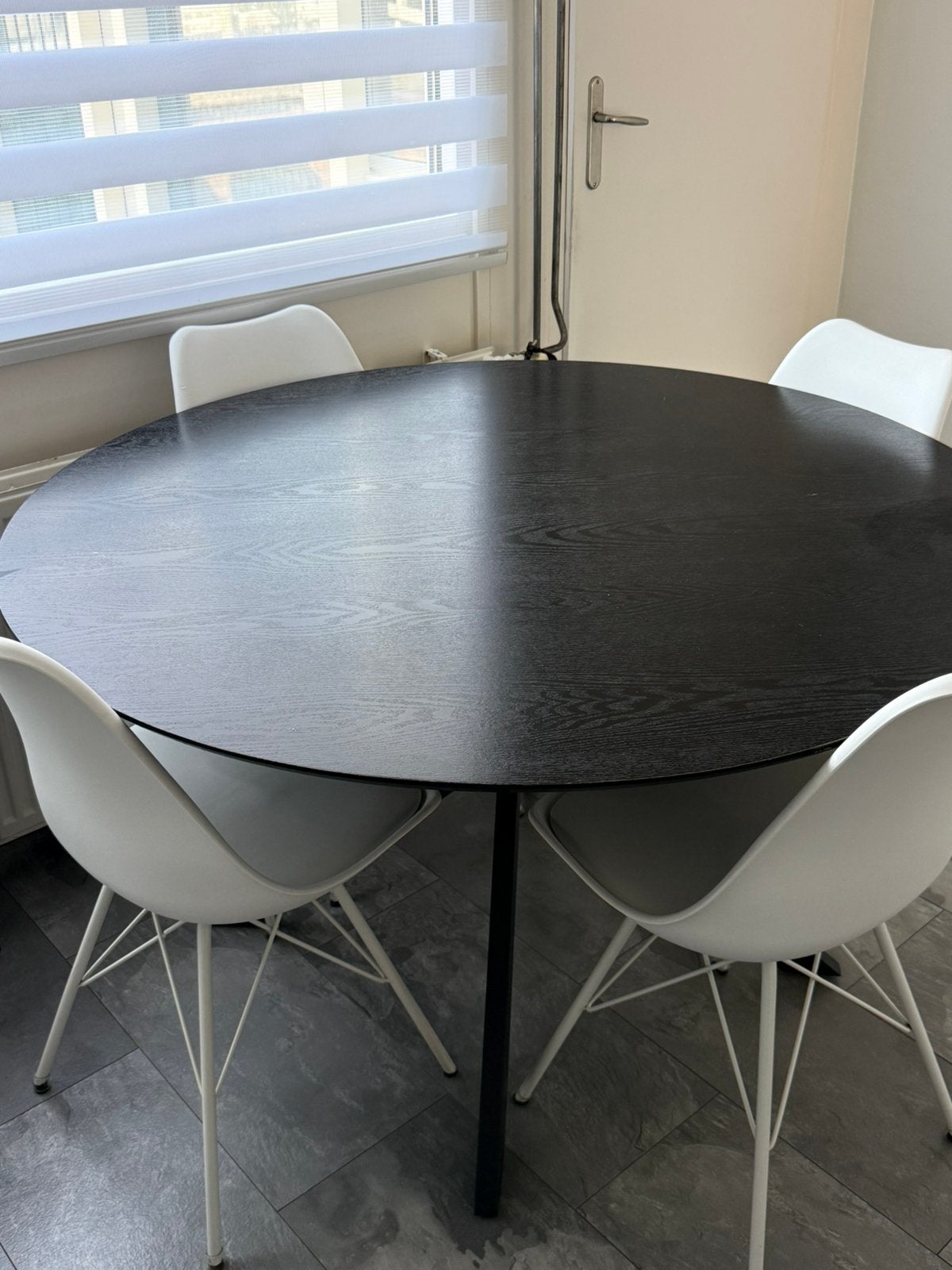 Eettafel met 4 stoelen, Ophalen, Gebruikt, 100 tot 150 cm, Rond