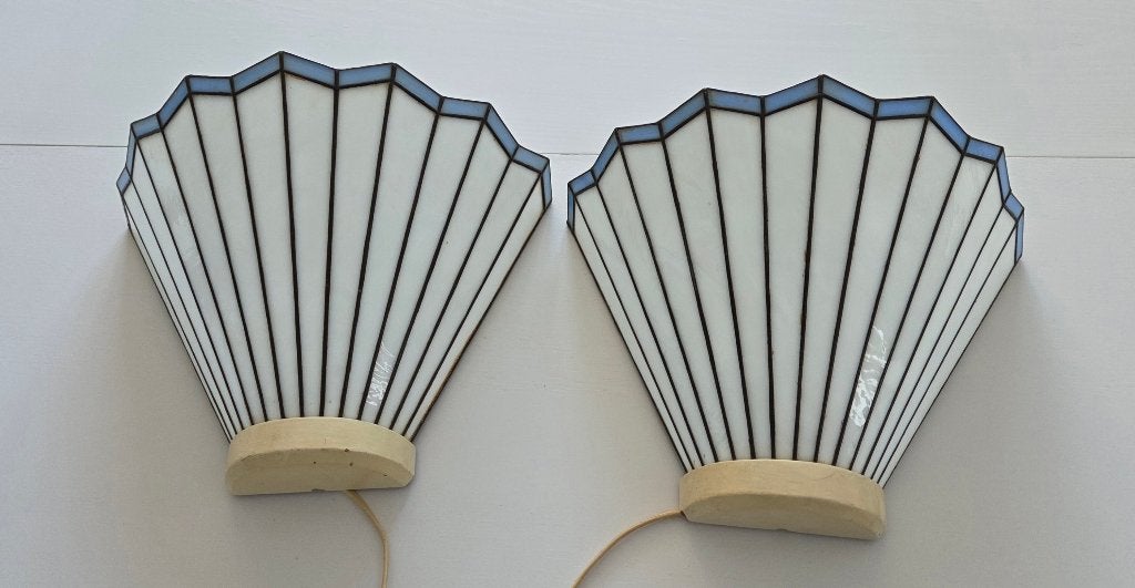 Set van 2 Tiffany Art Deco wandlampen, Huis en Inrichting, Ophalen, Met snoer/stekker, Gebruikt, Overige materialen