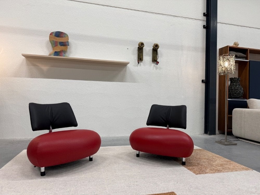 2 Nieuw leolux Pallone pa fauteuil Rood zwart design stoel, Leolux, Info@leolux.nl, Nieuw, Ophalen of Verzenden