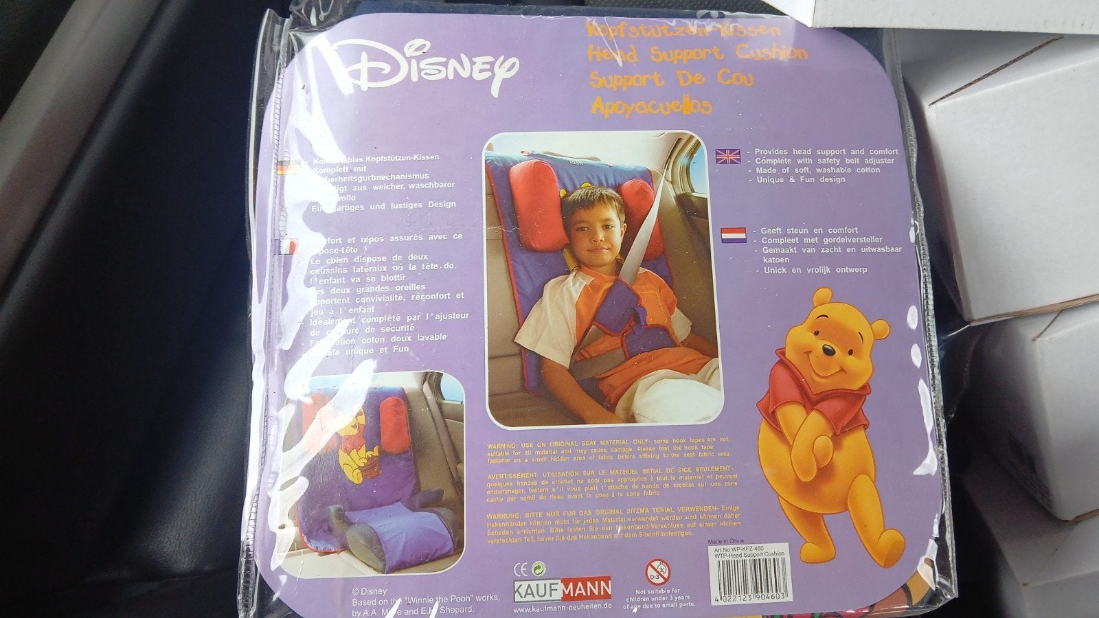 Disney Winnie de Poeh Auto Hoofdsteun en Gordelbeschermers, Overige merken, Autogordel, 15 t/m 36 kg, Nieuw