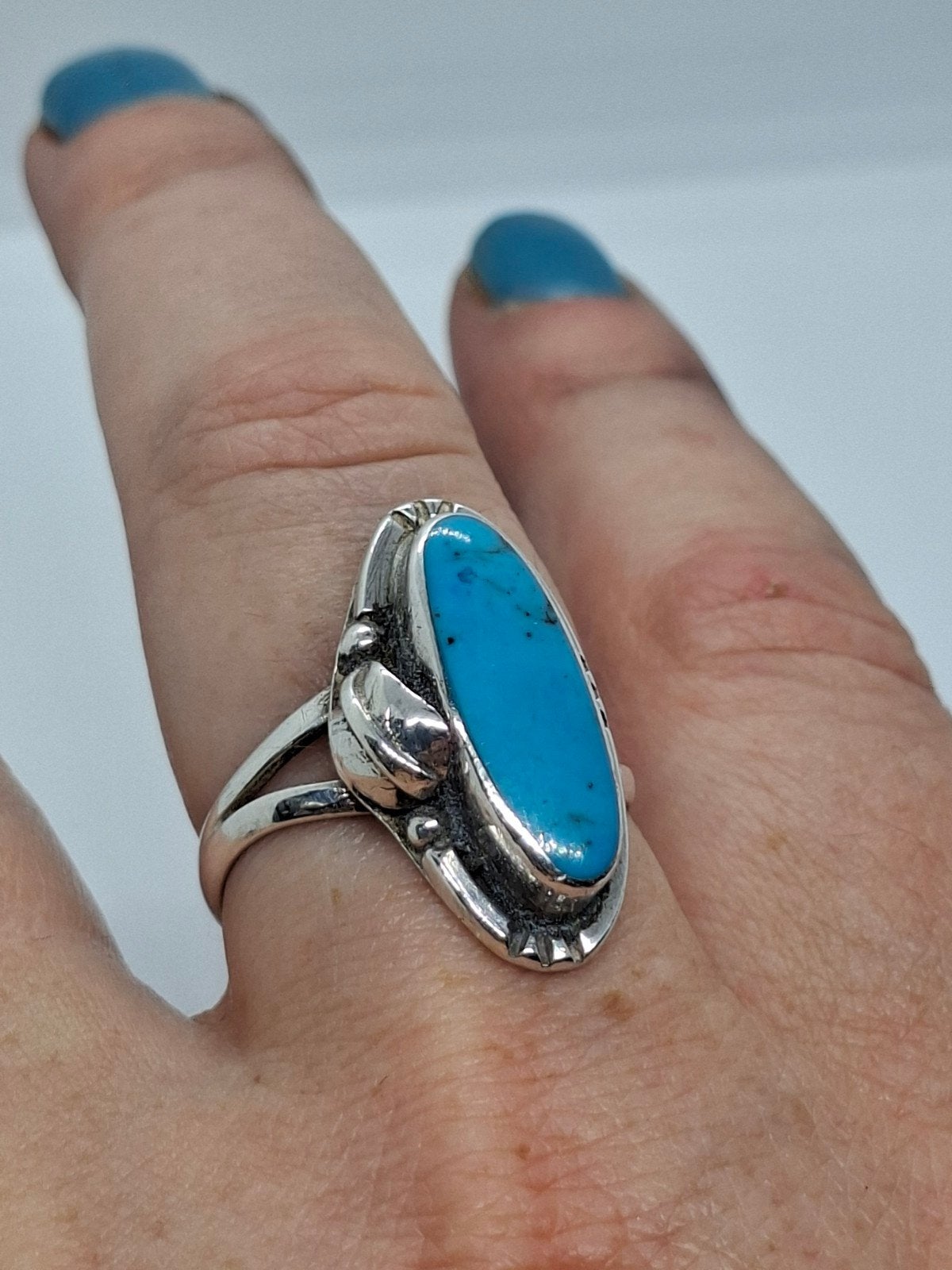 Zilveren Navajo ring met turquoise steen, maat 60, Gebruikt, 20 of groter, Ophalen of Verzenden, Met edelsteen