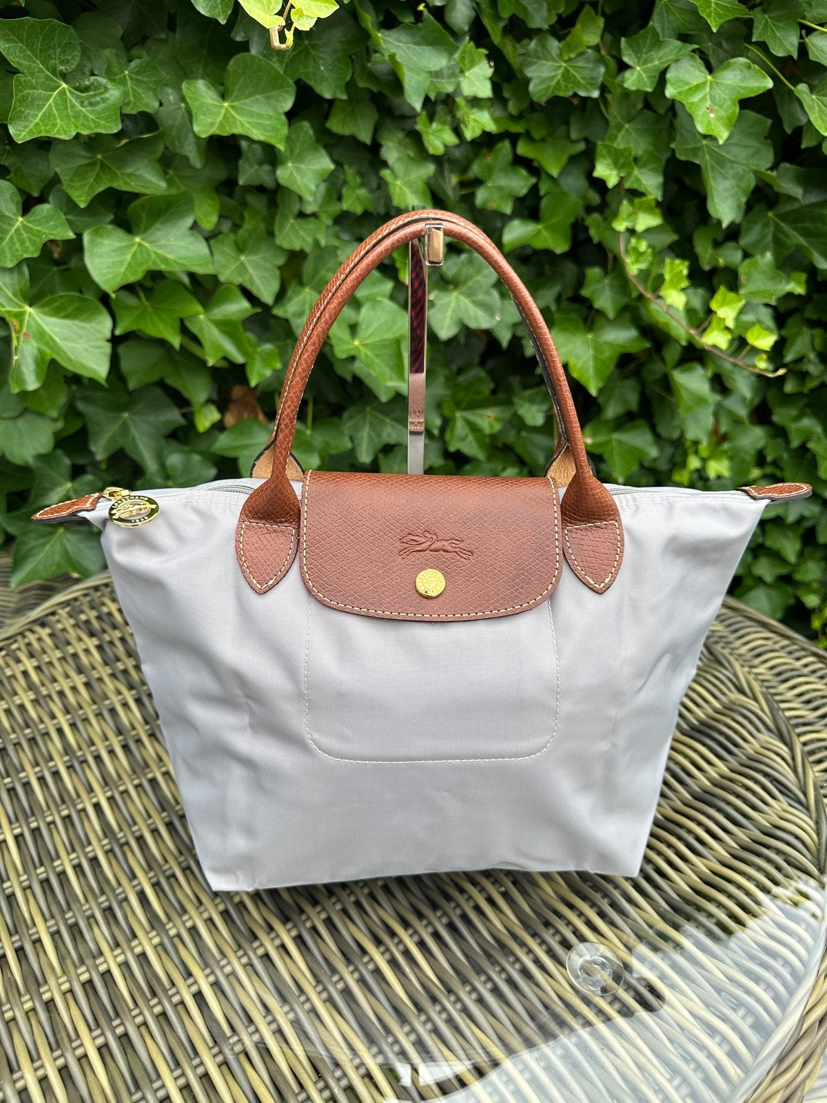 Longchamp Le Pliage tas | grijs | maat S | 22x34 cm, Ophalen, Zo goed als nieuw, Grijs, Handtas