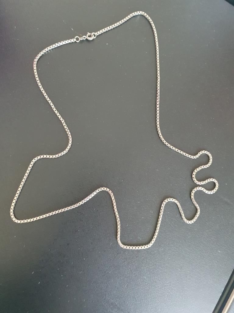Zilveren venitiaanse schakelketting 70 cm, Ophalen of Verzenden, Zo goed als nieuw, Zilver, Zilver