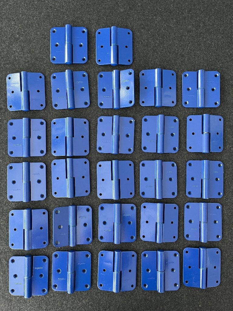 27 Argenta blue gelakte metalen scharnieren vintage, Ophalen of Verzenden, Zo goed als nieuw, IJzer, Scharnier