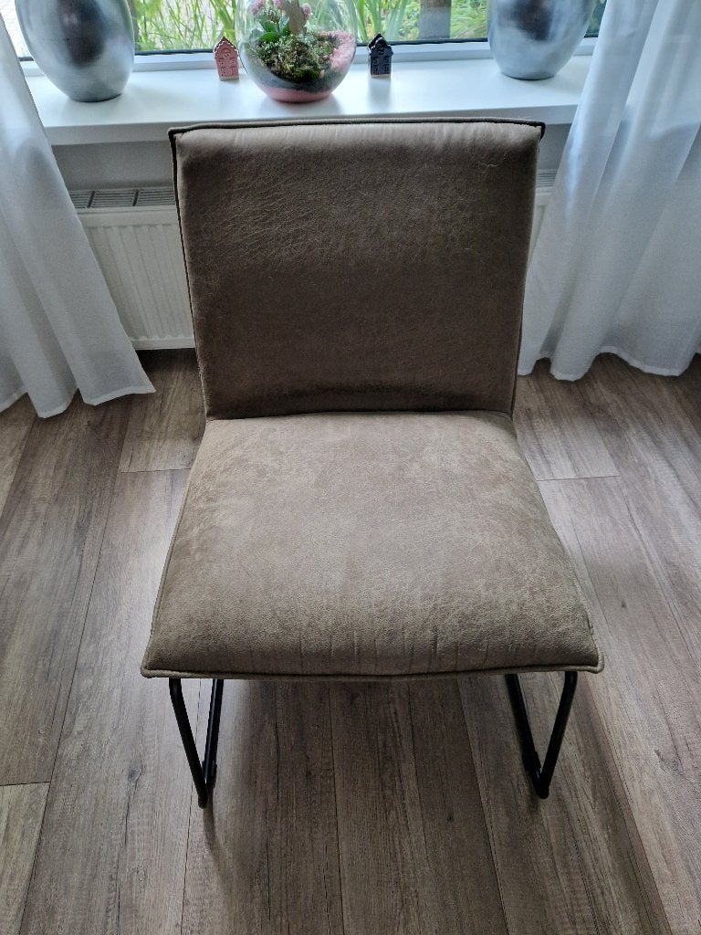 Stoffen lage woonkamer stoel, Gebruikt, Bruin, Ophalen of Verzenden, Metaal