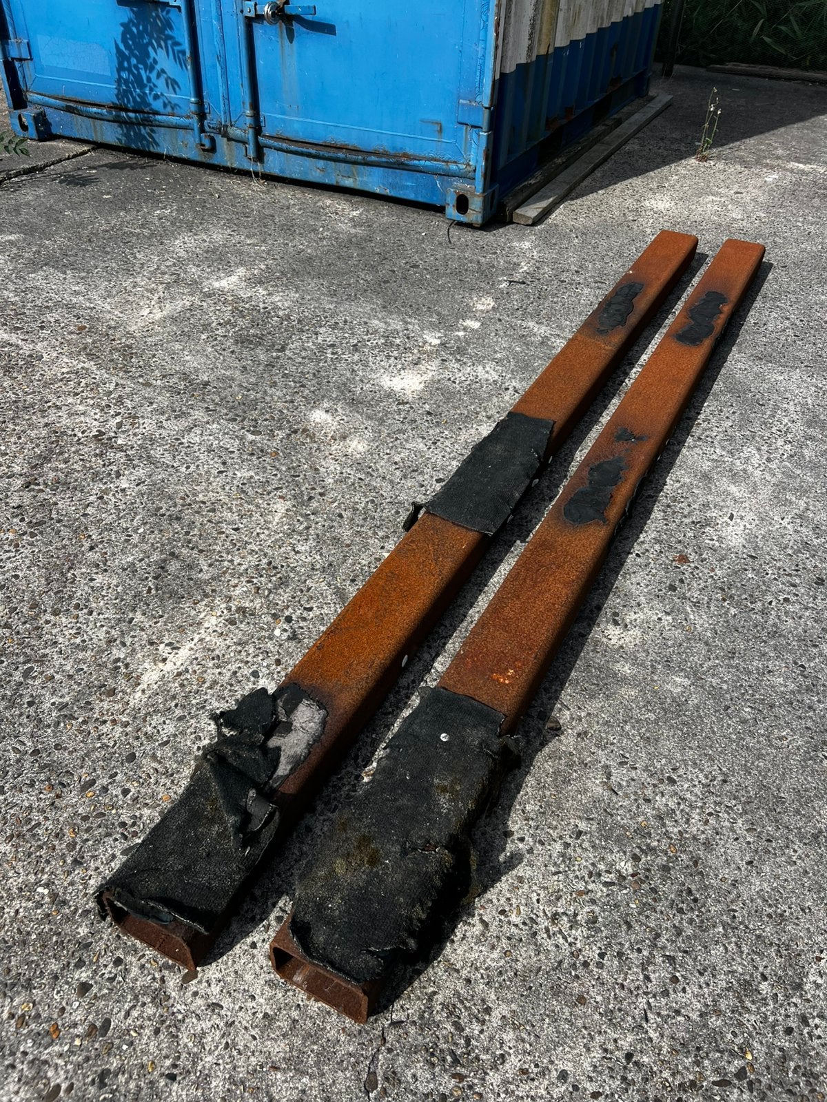 3 sets verlengde heftruck lepels €100,-, Ophalen