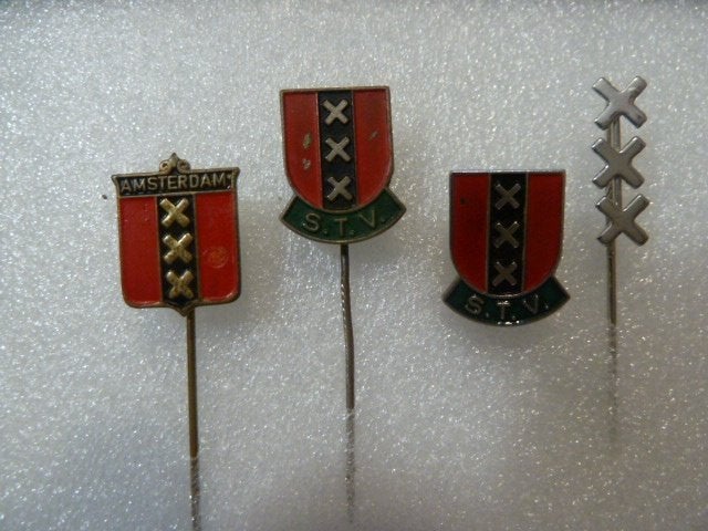 Set van 4 Amsterdam Speldjes/Pins - Diverse Ontwerpen, Verzamelen, Ophalen of Verzenden, Gebruikt, Stad of Land, Speldje of Pin
