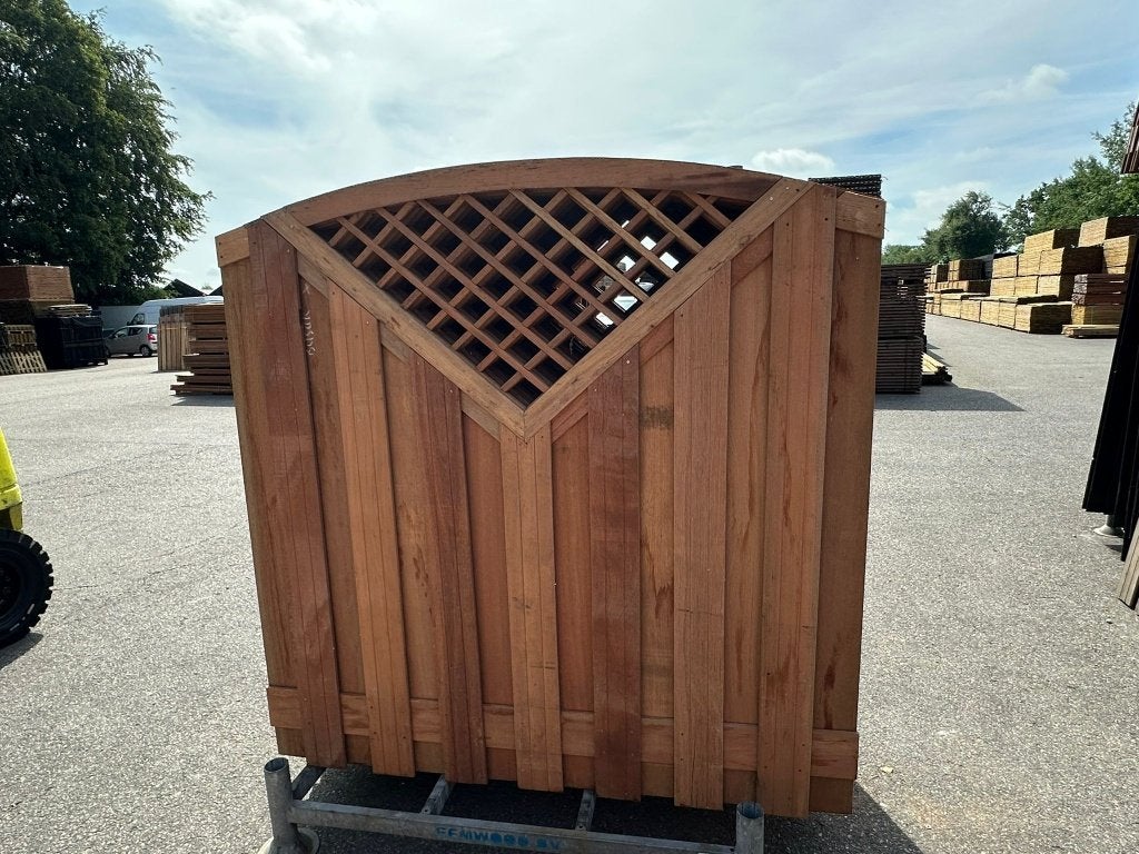 Hardhouten tuinscherm met V recht en met toog voor €89,50 ps, Tuin en Terras, Tuinschermen, Ophalen, Nieuw, 200 cm of meer, 150 tot 200 cm