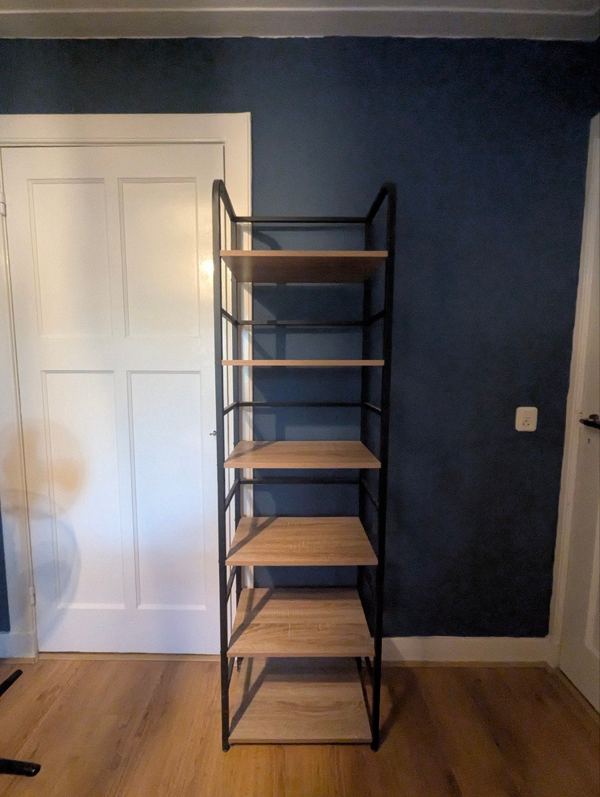 Boekenkast met Zes Planken - Metaal & Hout, Huis en Inrichting, Kasten | Boekenkasten, Ophalen, 200 cm of meer, Zo goed als nieuw