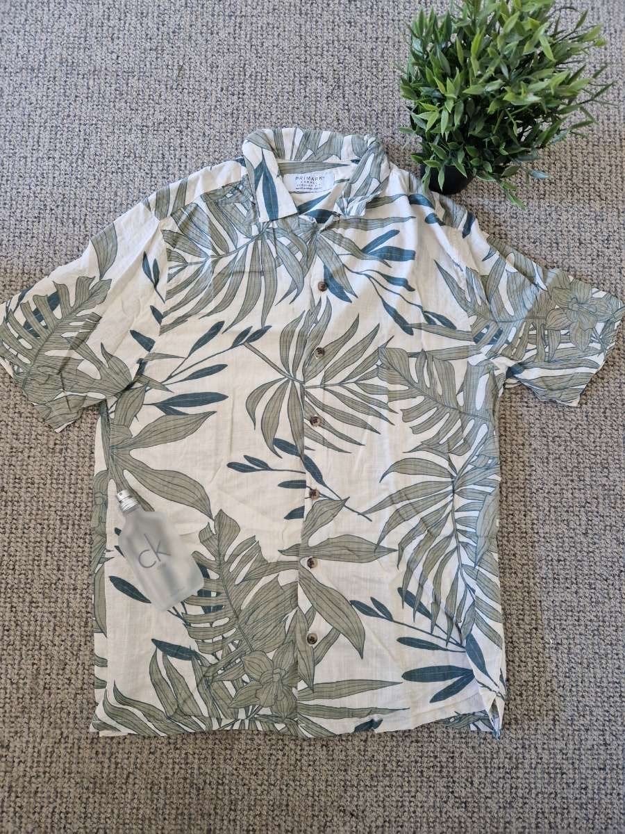 Primark Heren overhemd met bladprint - Maat XS, Kleding | Heren, Overige kleuren, Halswijdte 38 (S) of kleiner, Ophalen of Verzenden