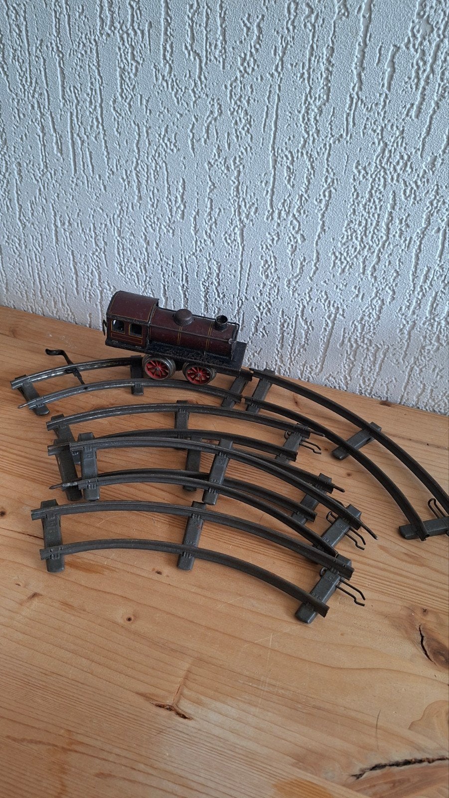 Vintage: oude trein rails met treinonderdelen., Gebruikt, Gelijkstroom, Rails, Ophalen
