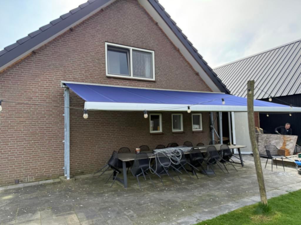 Elektrische Luifel / zonnescherm 7.2m x 3.5m + stallage!, Tuin en Terras, Zonneschermen, Ophalen, Gebruikt, 450 cm of meer, Elektrisch