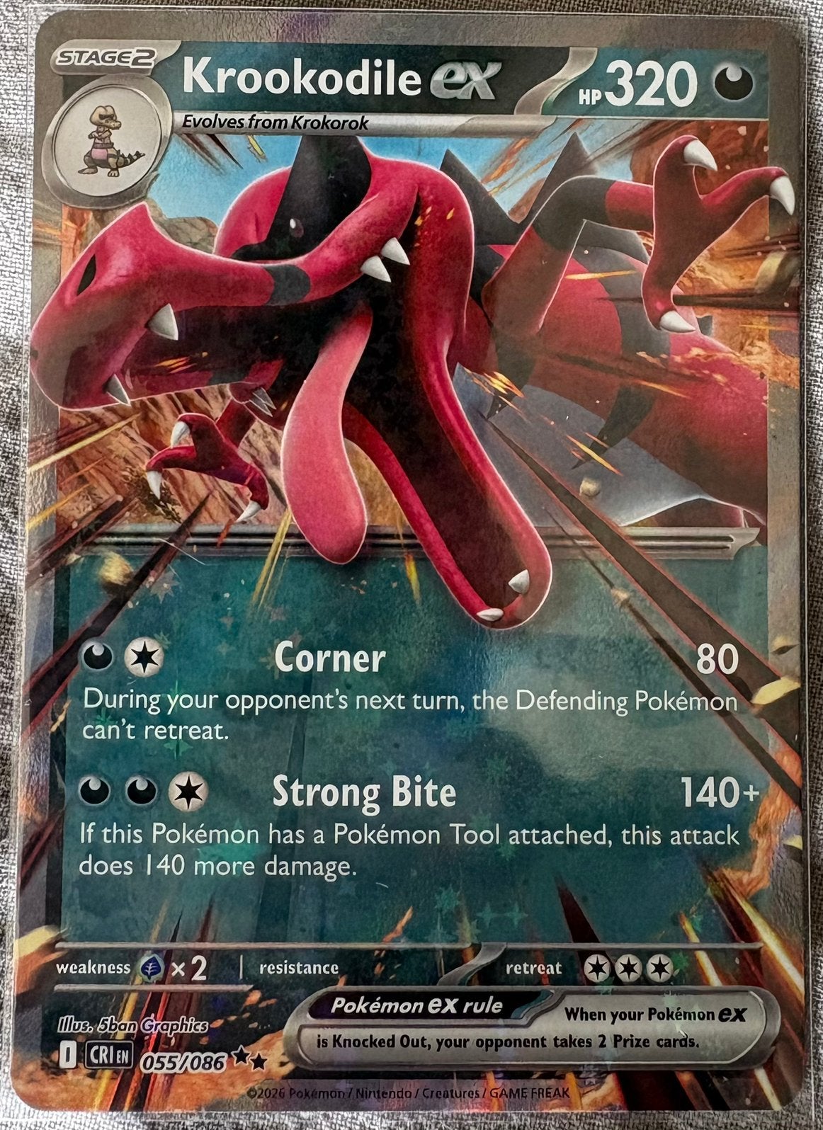 Krookodile EX - Chaos Rising, Ophalen of Verzenden, Zo goed als nieuw, Losse kaart, Foil
