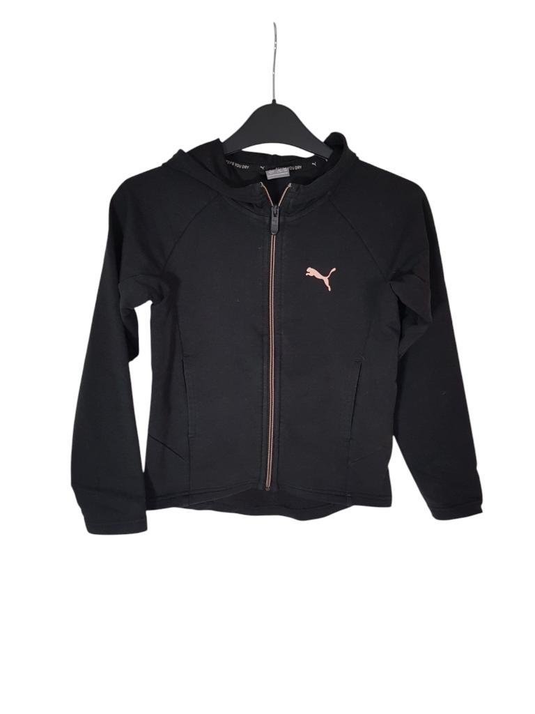 Stoer zwart met roze PUMA hooded vest maat 140., Kinderen en Baby's, Kinderkleding | Maat 140, Trui of Vest, Puma, Zo goed als nieuw