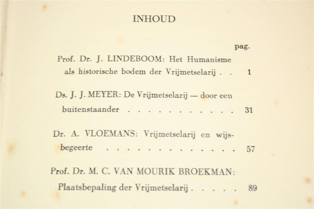 Beschouwingen Vrijmetselarij 1931 — J. Lindeboom e.a., Boeken, Ophalen of Verzenden, Gelezen, Overige onderwerpen, Achtergrond en Informatie