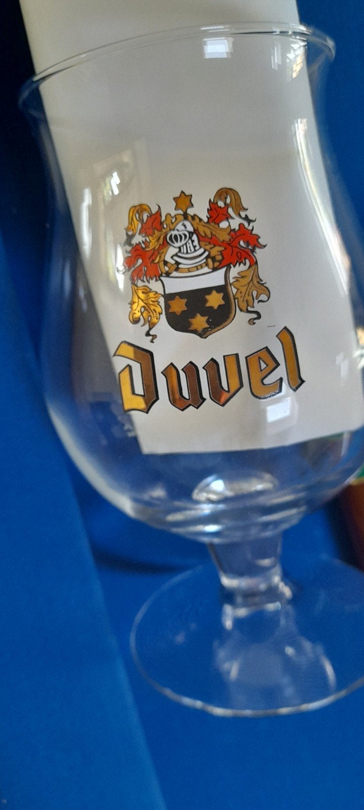 Duvel bierglas  Wapenschild  gouden kleur 1990, Verzamelen, Biermerken, Ophalen of Verzenden, Zo goed als nieuw, Glas of Glazen