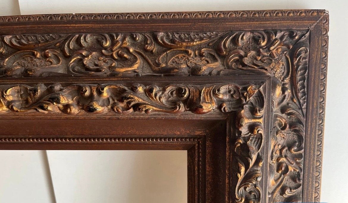 Antieke Schilderijlijst - Barokstijl - Goud/Bruin, Huis en Inrichting, Woonaccessoires | Lijsten, Ophalen, Gebruikt, Schilderijlijst