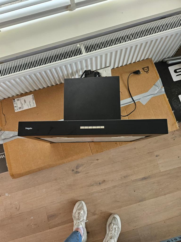 Mooie zwarte afzuigkap inbouw Pelgrim!!, Witgoed en Apparatuur, Afzuigkappen, Ophalen, Gebruikt, Onderbouw afzuigkap, Inbouw