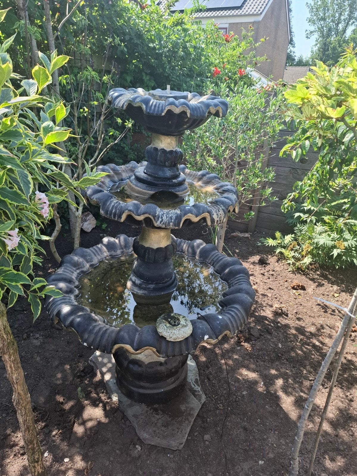 Decoratieve Tuinfontein met Drie Niveaus, Tuin en Terras, Waterpartijen en Fonteinen, Ophalen, Fontein