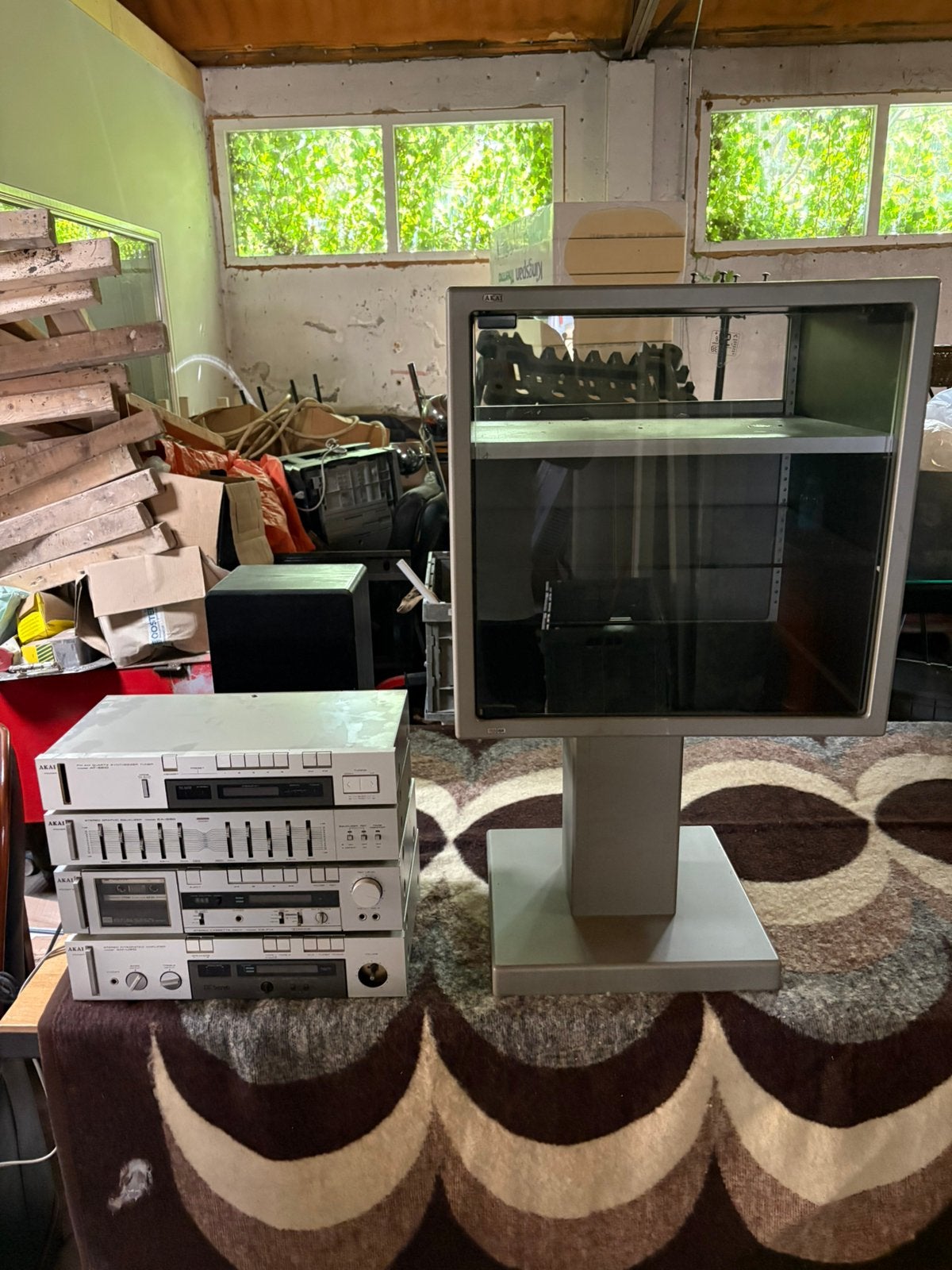 Comp vintage AKAI stereo set met origineel AKAI audio rack, Audio, Tv en Foto, Stereo-sets, Ophalen, Akai