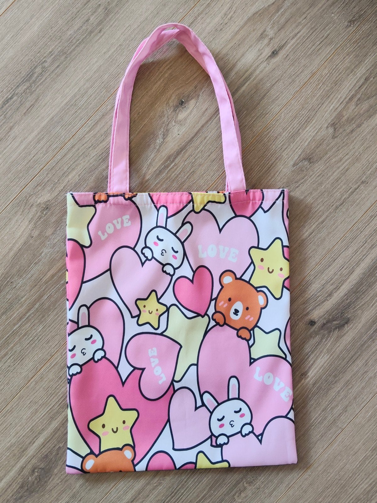 Zgan! Schattige stoffen tas met hartjes en diertjes!, Ophalen of Verzenden, Zo goed als nieuw, Tas, Roze