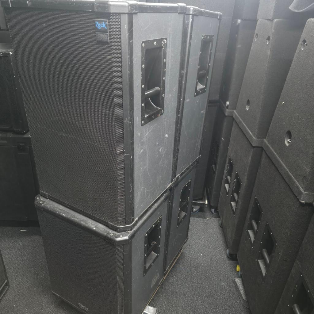 ZECK SET 18 inch subs + 15 inch tops, Ophalen of Verzenden, 120 watt of meer, Subwoofer, Overige merken