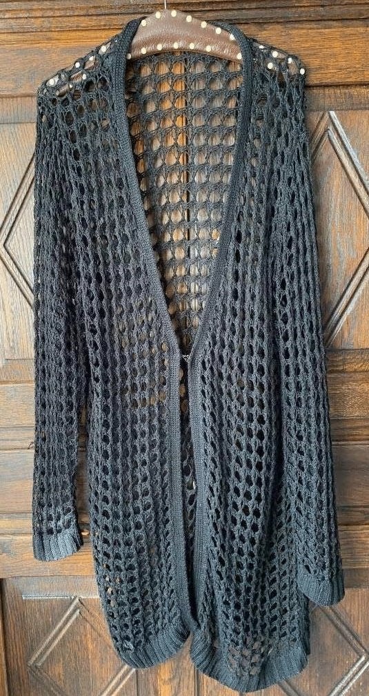 Lang, zwart zomervest; oto 55 cm; 90 cm lang; Sheego, Ophalen of Verzenden, Zo goed als nieuw, Zwart, Trui of Vest