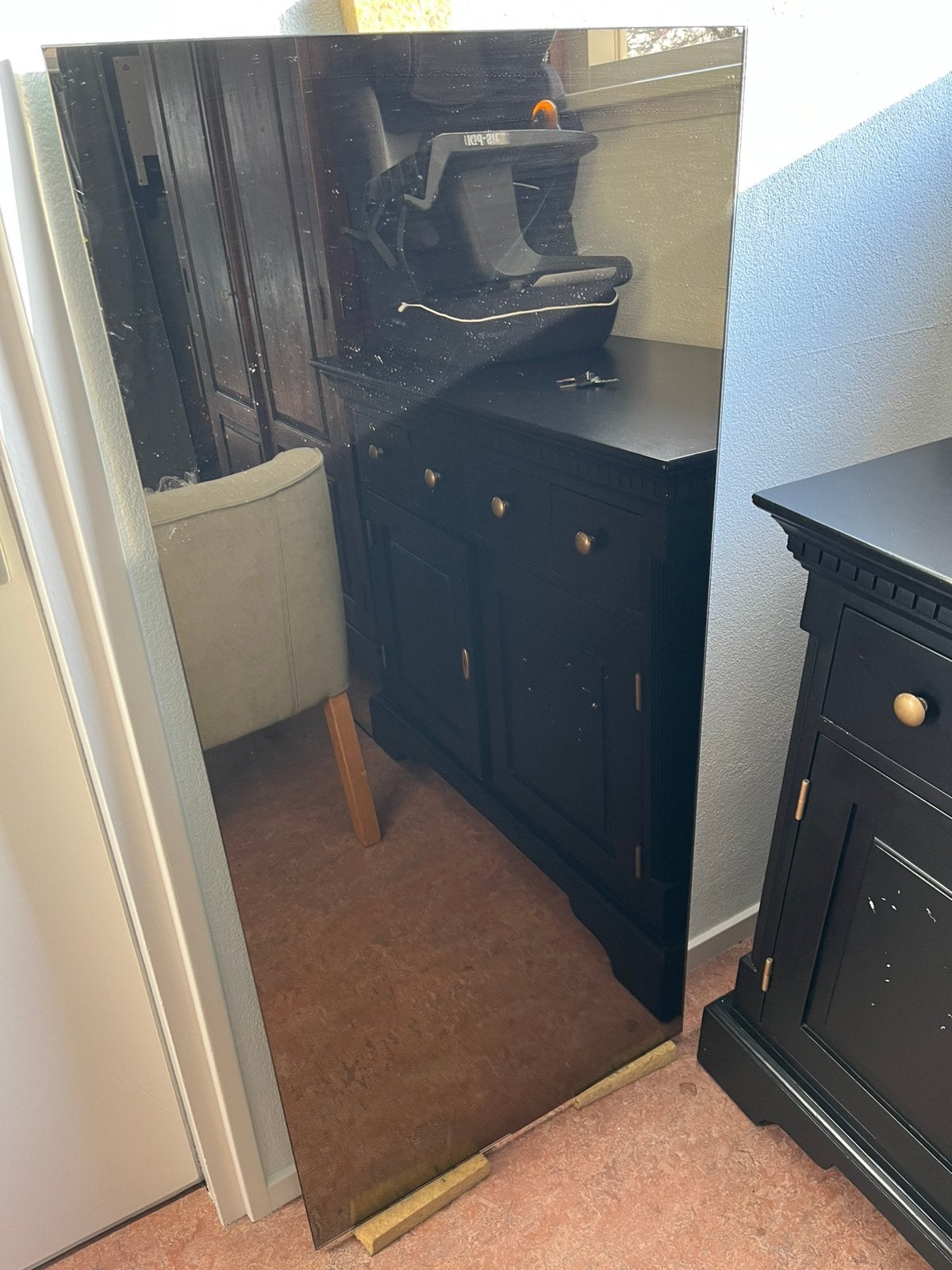 Gebronsde spiegel, Huis en Inrichting, Woonaccessoires | Spiegels, Ophalen, 100 tot 150 cm, Zo goed als nieuw, Rechthoekig