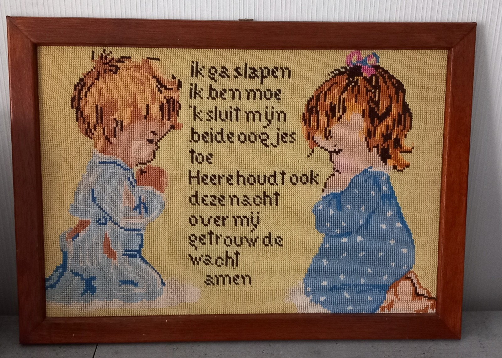 Prachtig nostalgies borduurwerk ik ga slapen, Ophalen of Verzenden, Zo goed als nieuw