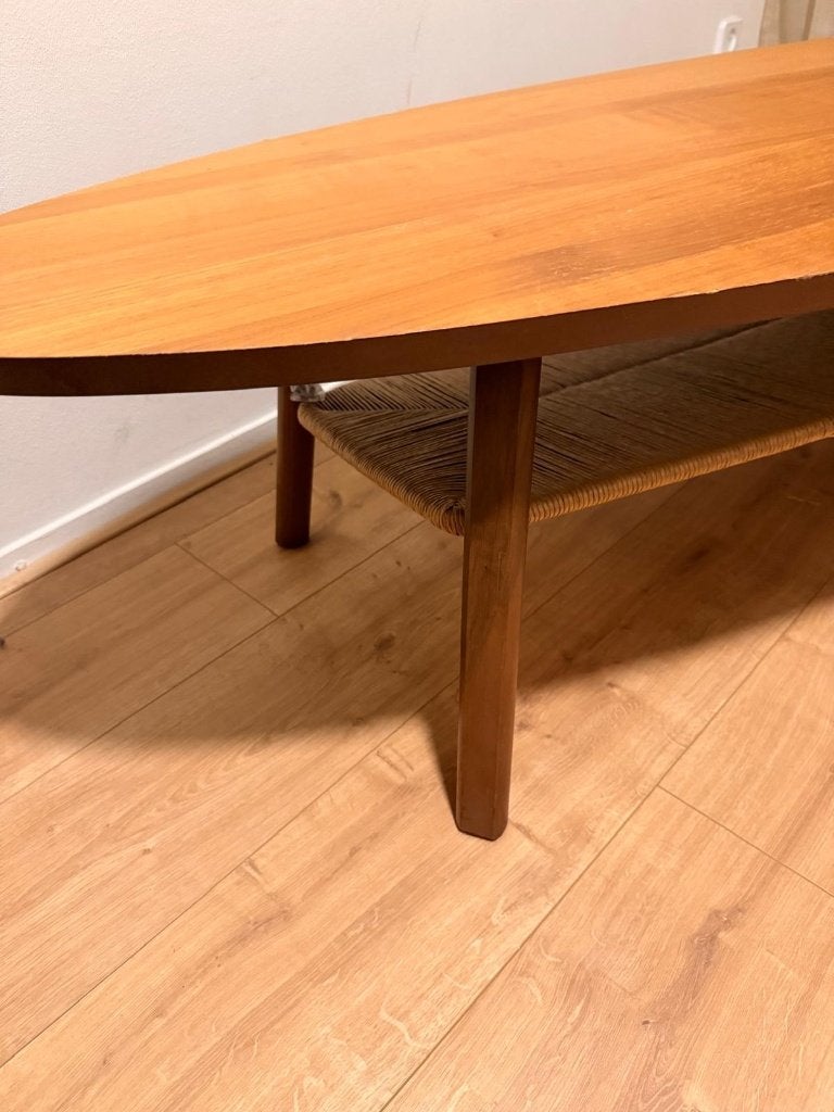IKEA STOCKHOLM salontafel (teakfineer) met opbergplank, Gebruikt, 50 tot 100 cm, Scandinavisch, IKEA, 150 tot 200 cm