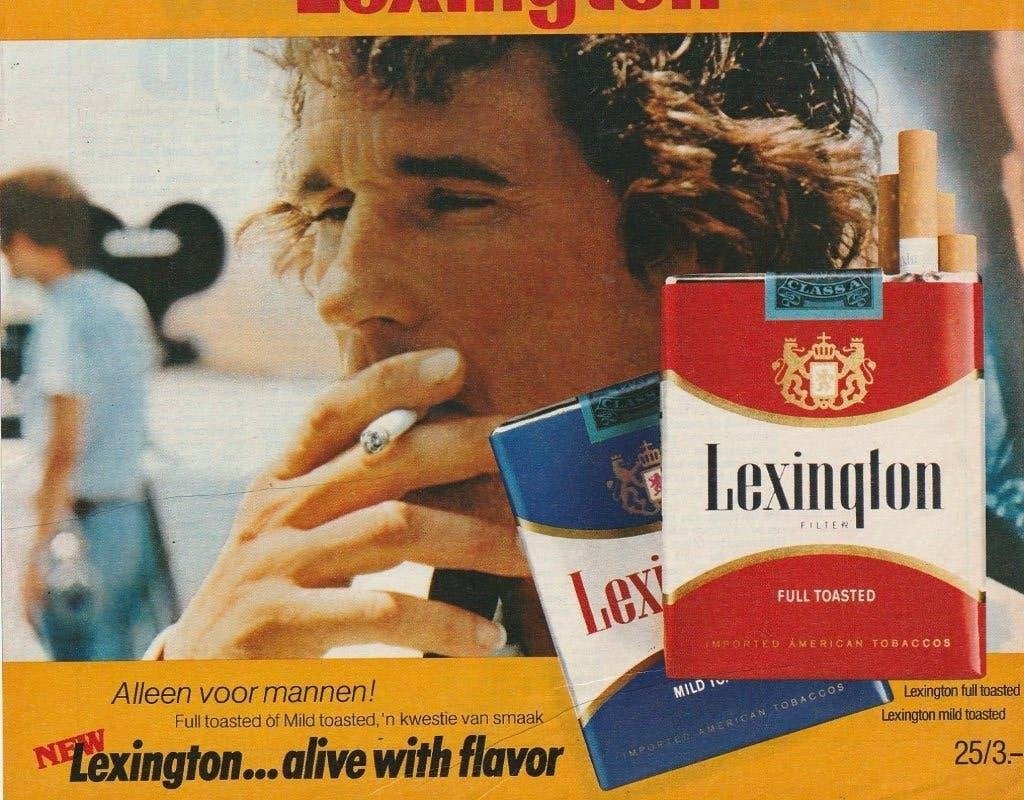 retro reclame 1979 Lexington sigaretten de auto coureur, Verzenden, Overige typen