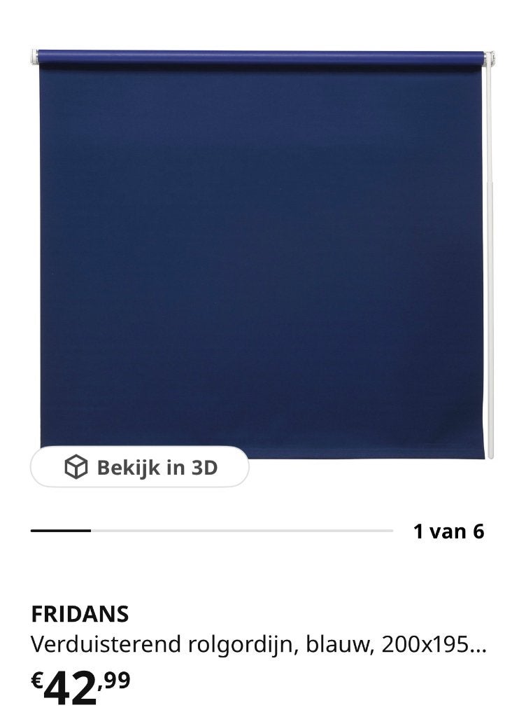 2x IKEA FRIDANS Verduisterend Rolgordijn Blauw 200x195 cm, Ophalen, Gebruikt, Blauw, Rolgordijn