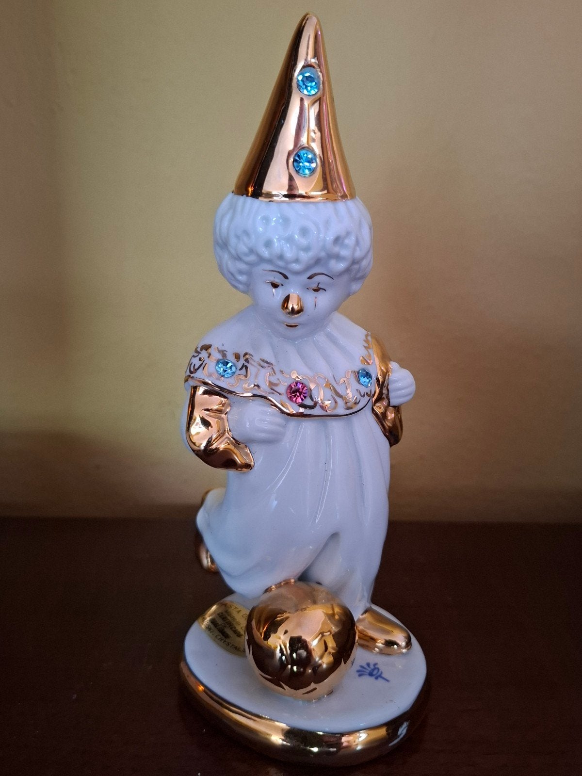 Capodimonte Vintage Clown Porseleinen Beeldje Swarovski, Ophalen of Verzenden