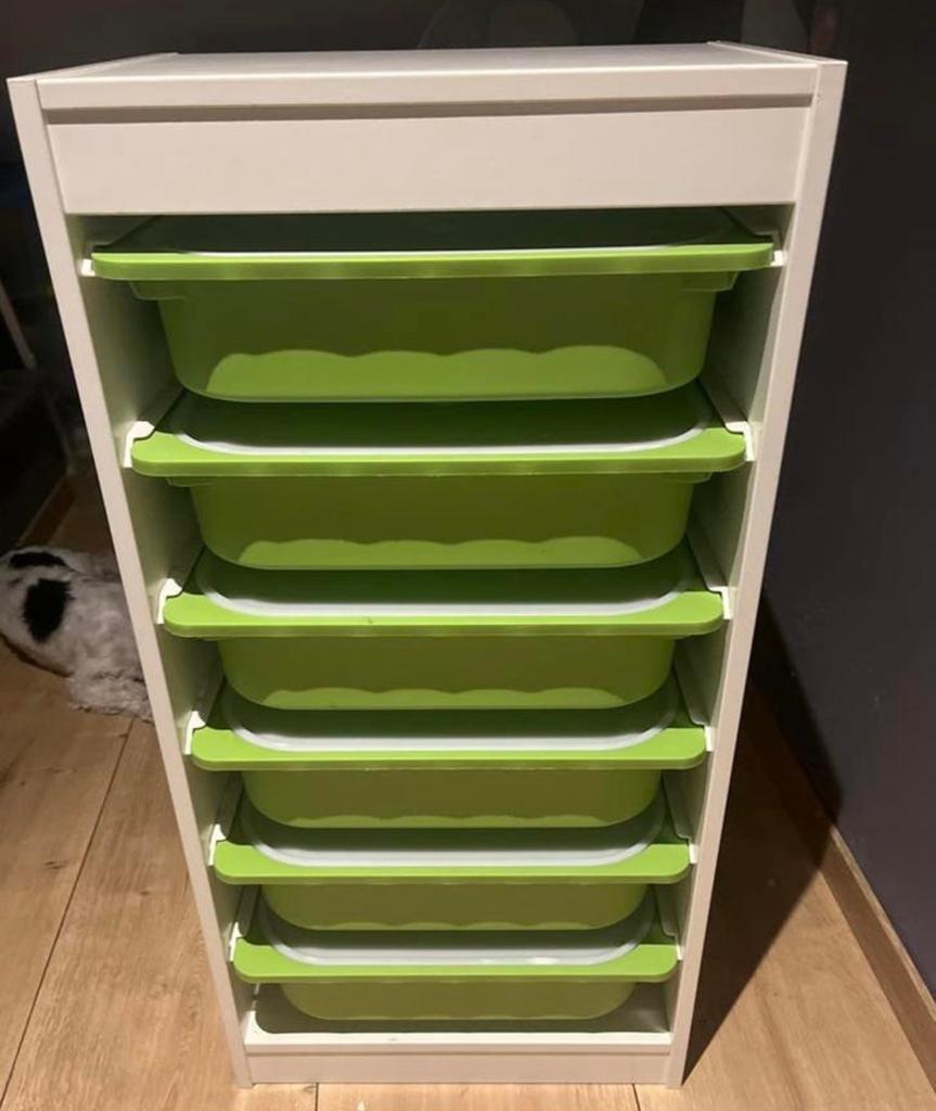 IKEA Trofast opbergkast met 6 groene bakken, Ophalen, Zo goed als nieuw, Kast