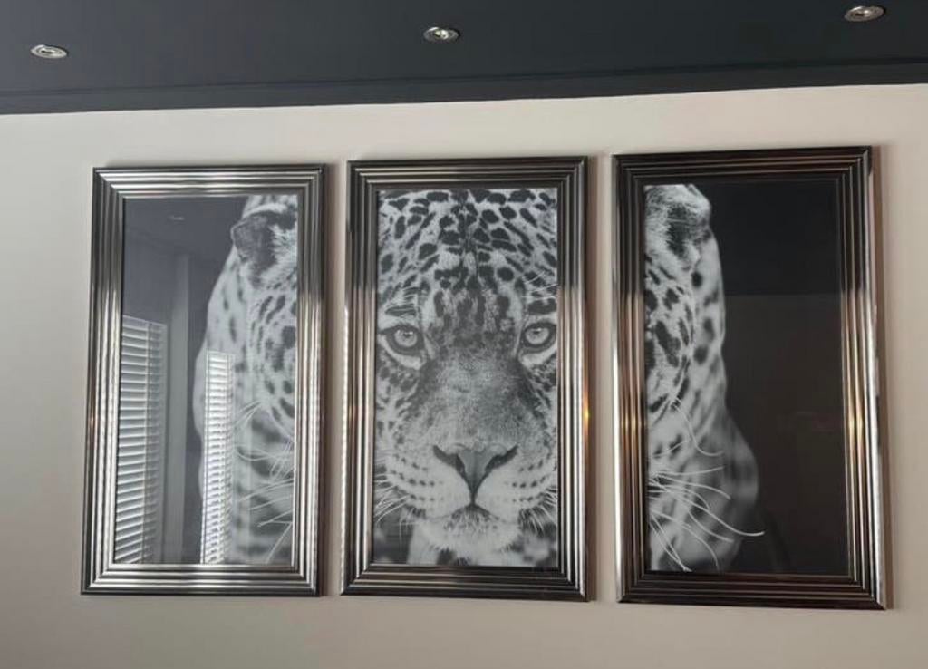 3 luik panter, Huis en Inrichting, Woonaccessoires | Schilderijen, Tekeningen en Foto's, Ophalen, Zo goed als nieuw, Schilderij