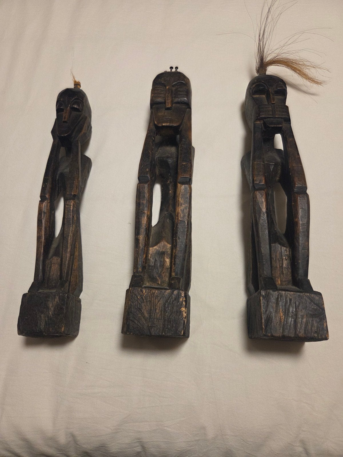 Houten beelden: Horen, Zien, Zwijgen, Antiek en Kunst, Ophalen of Verzenden