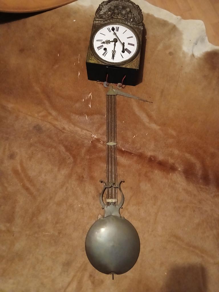 Antieke pendule klok met slinger, Antiek en Kunst, Antiek | Klokken, Ophalen of Verzenden