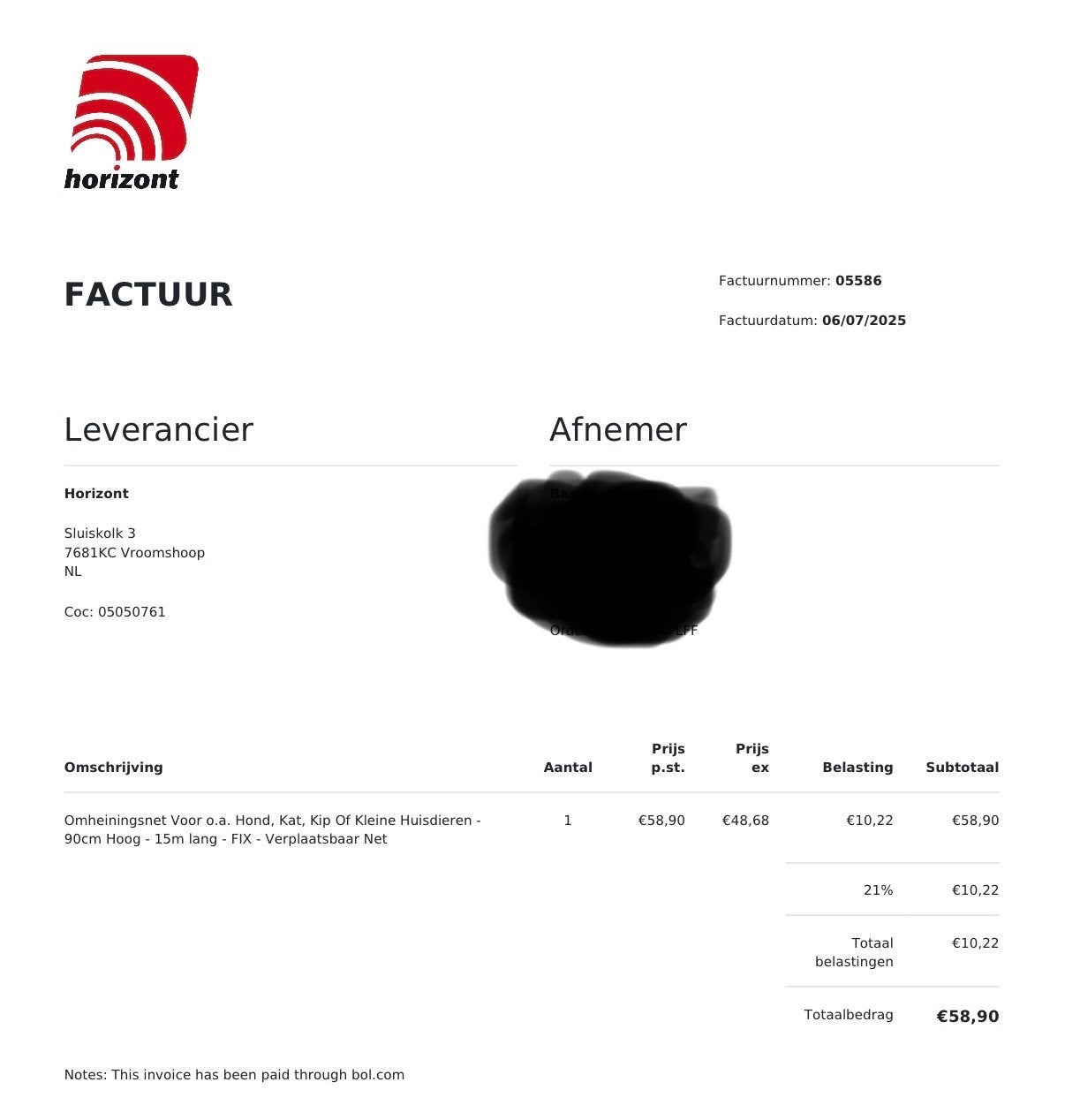 Omheiningsnet 90cm hoog, 15m lang - NIEUW, Ophalen of Verzenden, Nieuw