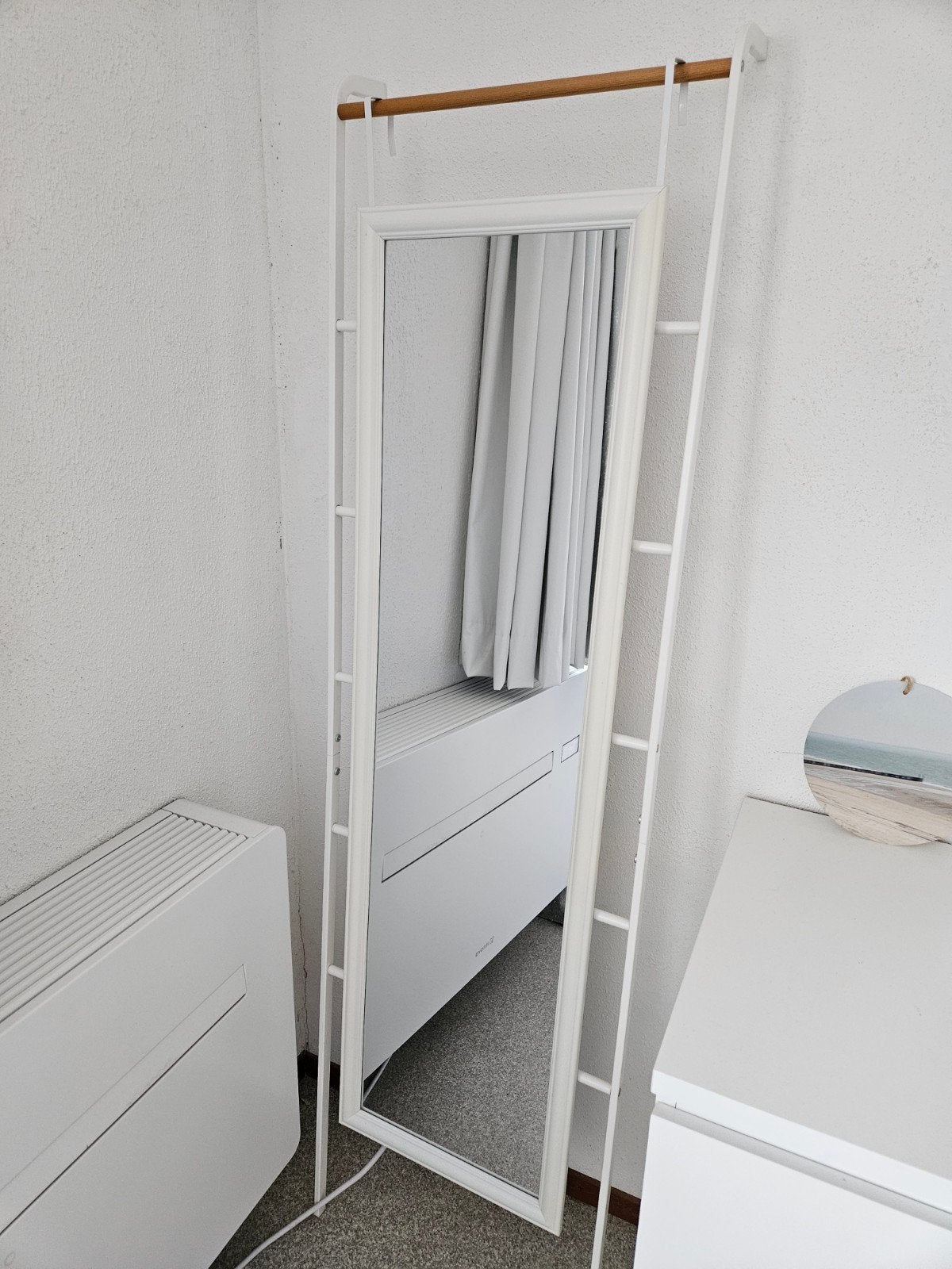 Wit houten hangspiegel voor deur, Ophalen, Gebruikt