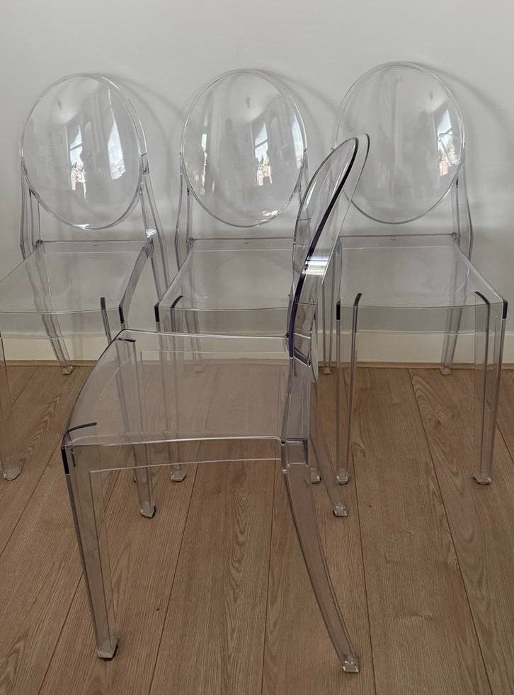 4 originele Kartell Victoria Ghost stoelen transparant, Ophalen, Kunststof, Overige kleuren, Zo goed als nieuw