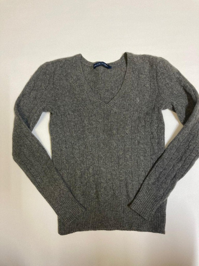 Ralph Lauren Cable Knit Sweater - M - Grey - Wool Cashmere, Maat 38/40 (M), Ophalen of Verzenden, Zo goed als nieuw, Ralph Lauren